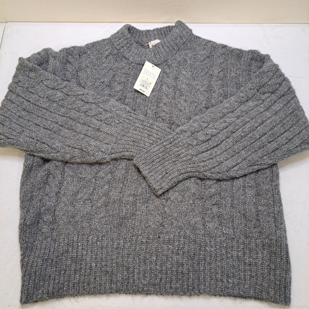 A New Day Womens Sweater M Heather Grey NWT Cable Knit 1917-360